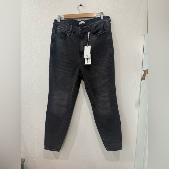 NWT Good American Good Leg Skinny Always Fits size 14-18 Charcoal Black Denim - Picture 4 of 10